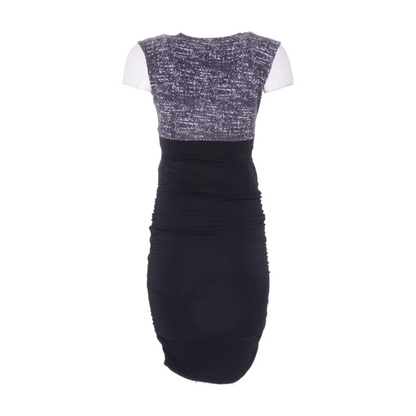 Black Maternity Color Block Midi Dress