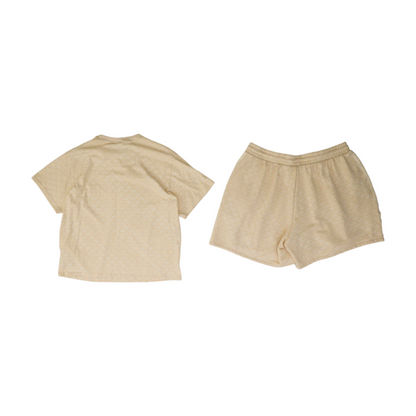 Beige Graphic Short Set