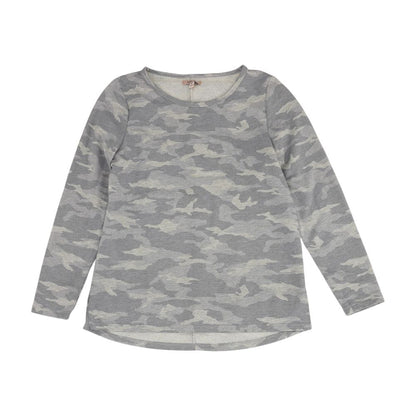 Gray Camo Long Sleeve Blouse
