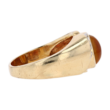 14K Two-Tone Gold Brown Stone Fashion Ring