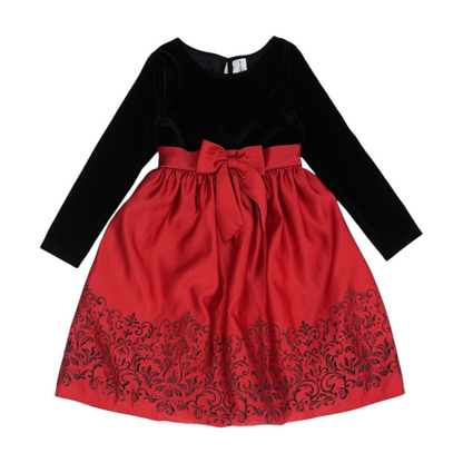 Red Color Block Formal Dress