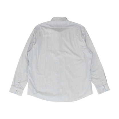 White Print Long Sleeve Button Down
