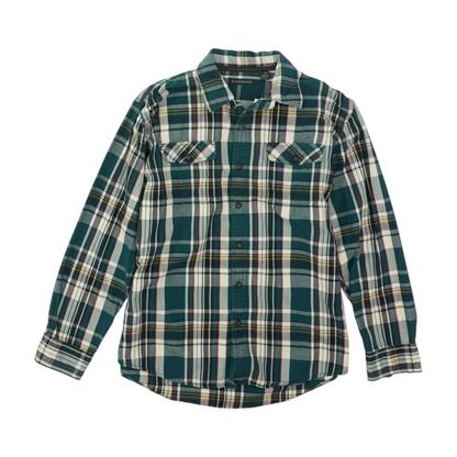 Green Plaid Long Sleeve Button Down