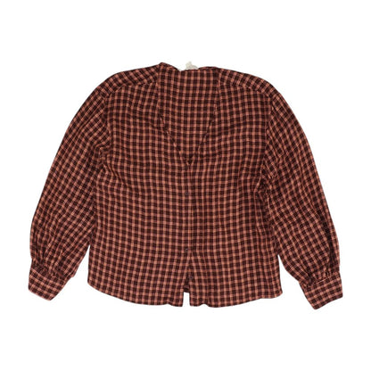 Brown Check Long Sleeve Blouse