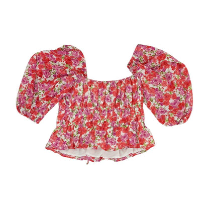 Pink Floral Cropped Blouse