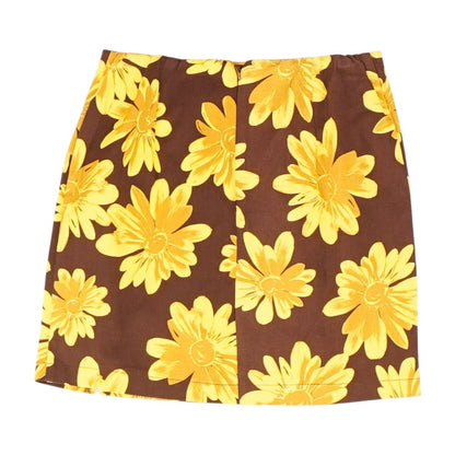 Brown Floral Midi Skirt