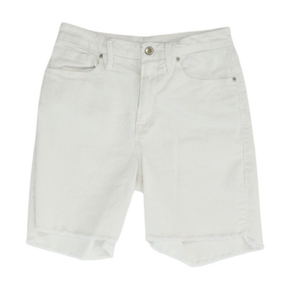 White Solid Denim Shorts
