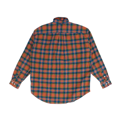 Orange Plaid Flannel Button Down