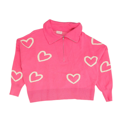 Pink Hearts Pullover Sweater
