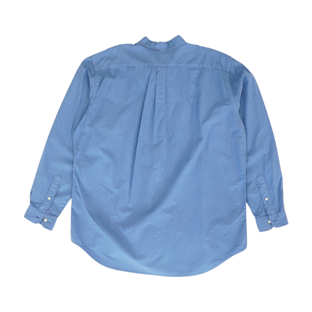 Blue Solid Long Sleeve Button Down