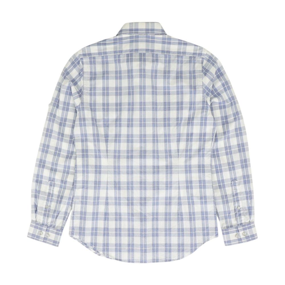 White Plaid Long Sleeve Button Down