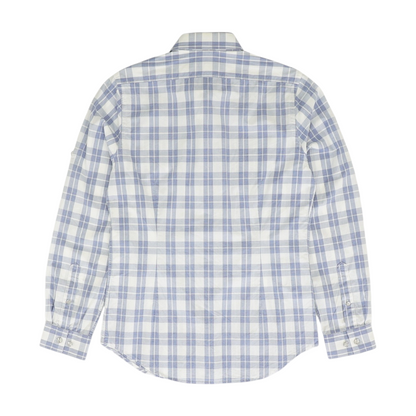White Plaid Long Sleeve Button Down