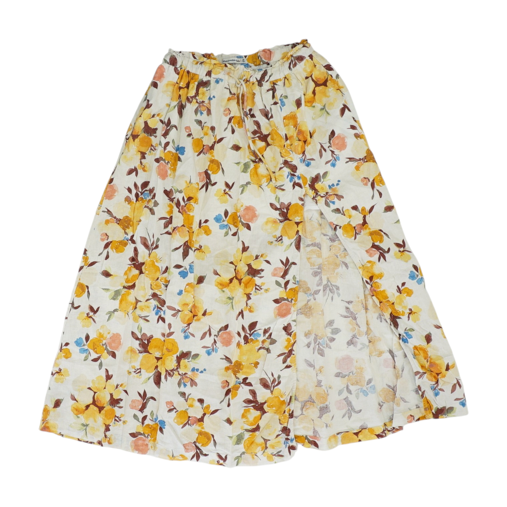 White Petite Floral Midi Skirt