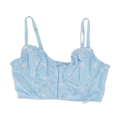 Blue Floral Cropped Blouse