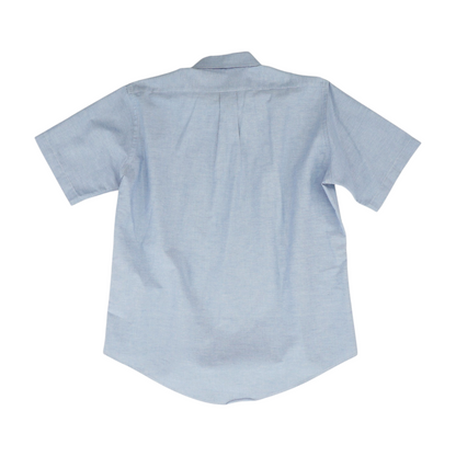 Vintage Blue Solid Short Sleeve Button Down