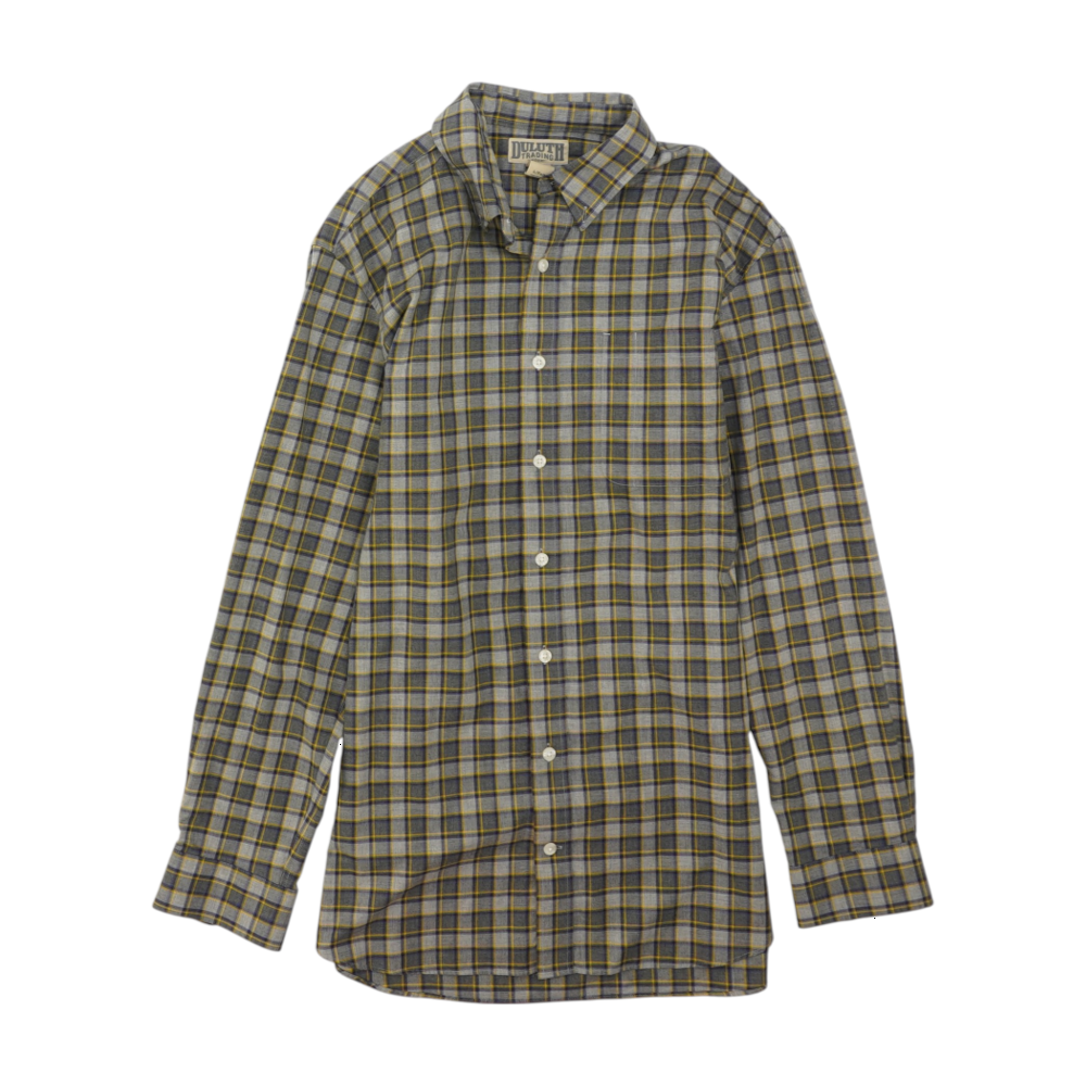 Gray Tall Plaid Long Sleeve Button Down