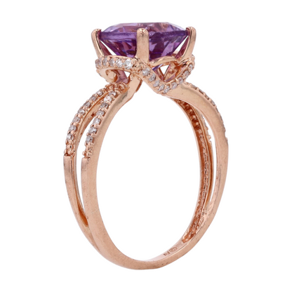 14K Rose Gold Purple Stone Fashion Ring