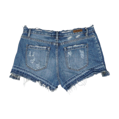 Blue Solid Denim Shorts