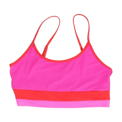 Pink Color Block Swim Top