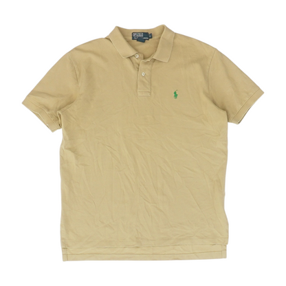 Beige Solid Short Sleeve Polo