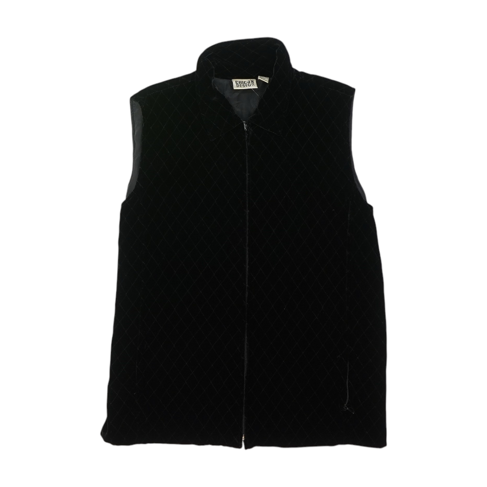 Chico's Vintage Black Design Velvet Full Zip Vest – Image 1