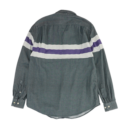 Gray Color Block Flannel Button Down