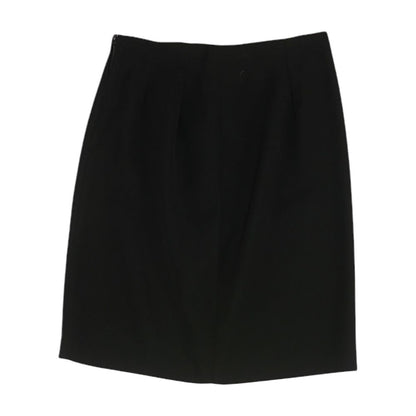 Vintage Black Solid Midi Skirt