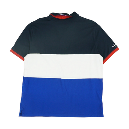 Blue Color Block Short Sleeve Polo
