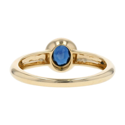 3/8 Ct 14K Gold Bezel Set Oval Sapphire Stackable Ring