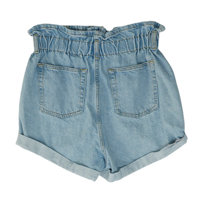 Blue Solid Denim Shorts