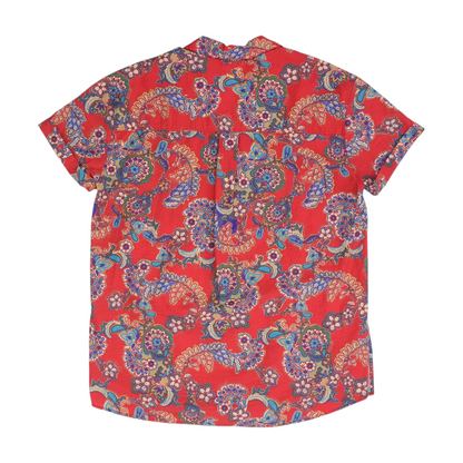 Red Print Button Down