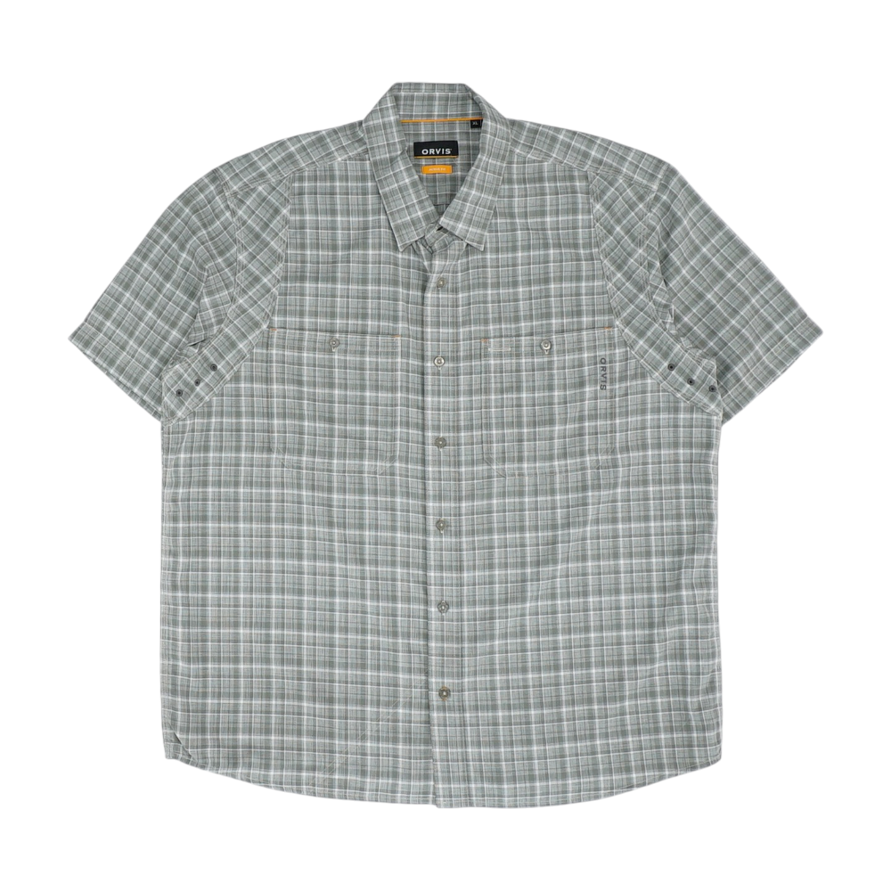 Gray Plaid Short Sleeve Button Down