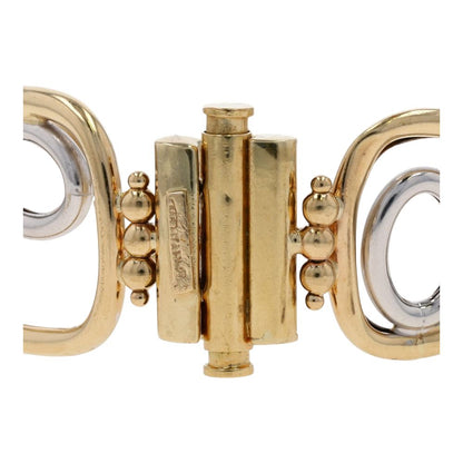 14K Two Tone Gold Organic Oval And Square Link Bracelet