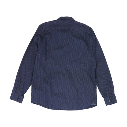 Navy Abstract Long Sleeve Button Down