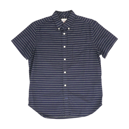 Navy Striped Short Sleeve Button Down