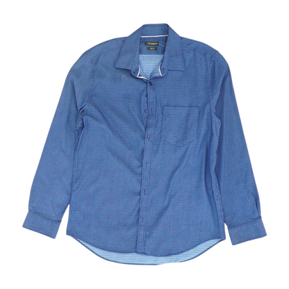 Blue Polka Dot Long Sleeve Button Down