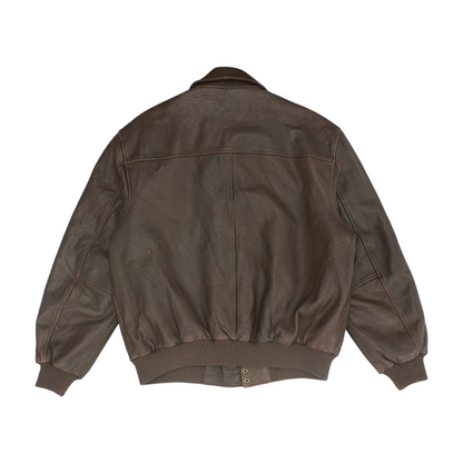 Brown Solid Leather Jacket