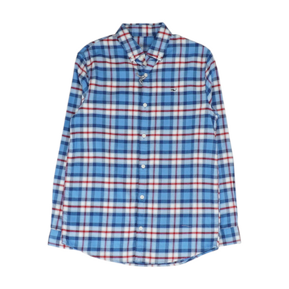 Blue Plaid Long Sleeve Button Down