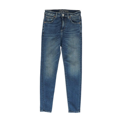 Blue Solid Mid Rise Slim Leg Jeans