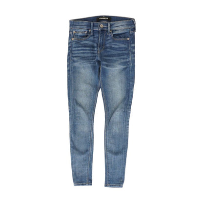 Blue Solid Mid Rise Jeans