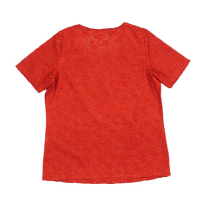 Red Floral Crewneck Knit Top