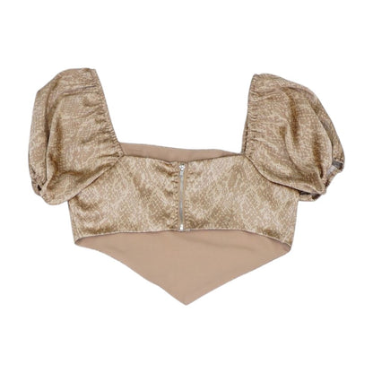 Brown Misc. Short Sleeve Blouse