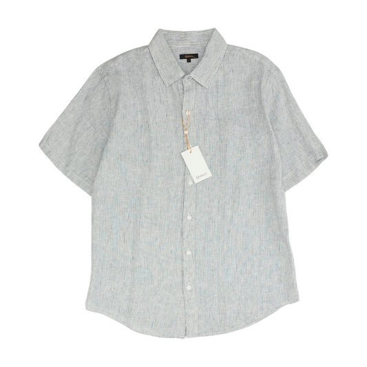 Gray Striped Short Sleeve Button Down