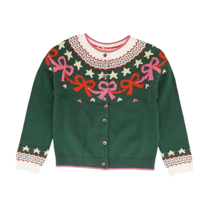 Green Graphic Cardigan Sweater