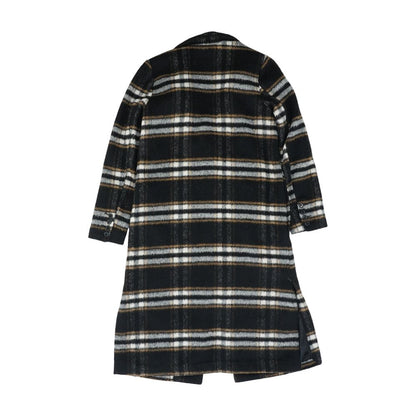 Black Plaid Topcoat Coat