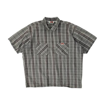 Gray Plaid Short Sleeve Polo