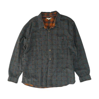 Gray Plaid Flannel Button Down