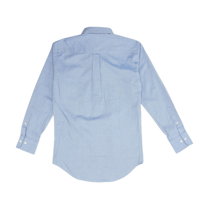 Blue Solid Long Sleeve Button Down