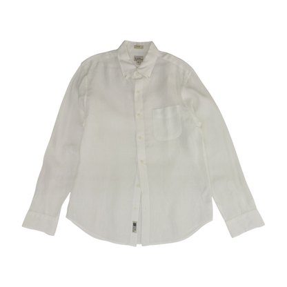 White Solid Long Sleeve Button Down
