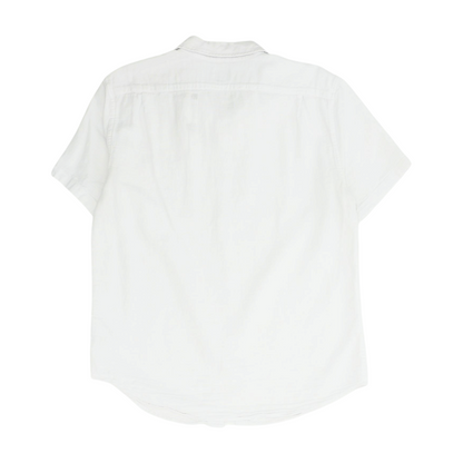 White Solid Short Sleeve Button Down